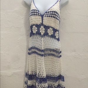 Crochet dress beach wear sundress stretch white S